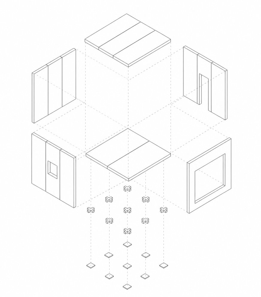 Construction logic — exploded axonometric
